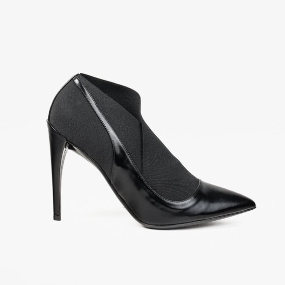 Christian Dior Black Leather Elastic Wrap Pointed Toe Stiletto Bootie - Picture 1 of 10